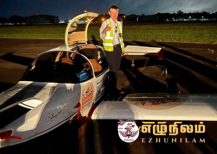 உலகை சுற்றிவரும் பயணத்திலுள்ள அவுஸ்திரேலிய இளம் விமானி கொழும்பில் தரையிறங்கினார்